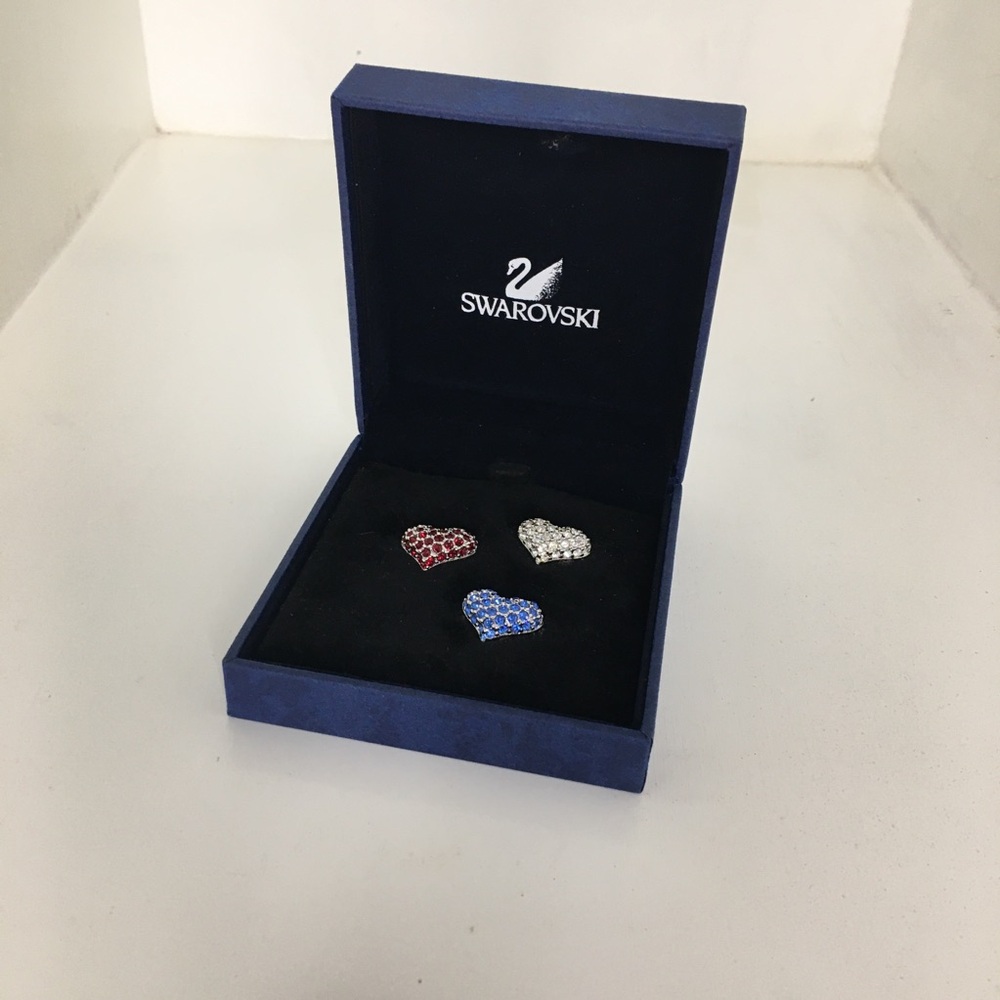 Swarovski Crystals Pave Three Heart Pins Set